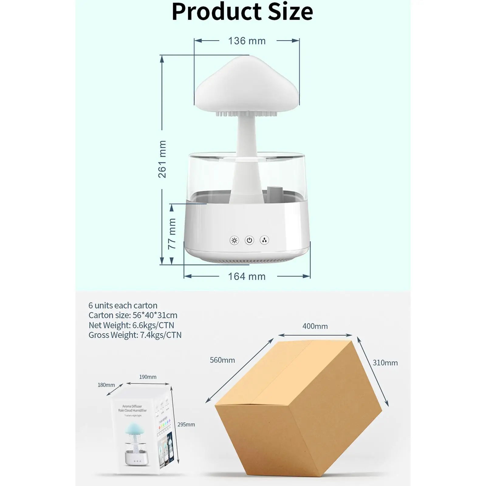 Cloud Raindrop Humidifier Essential Oil Diffuser for Living Room Study Room