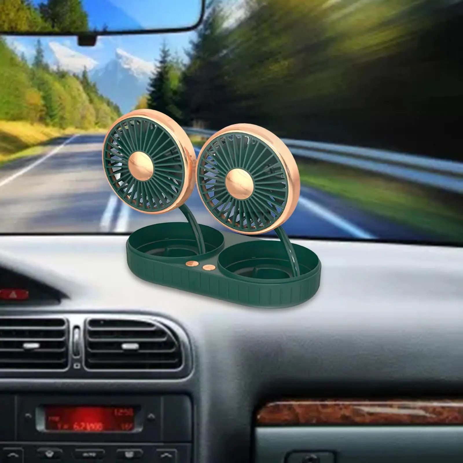 Vehicle Fans Dual Heads 360 Degree Rotation Automobile Strong Wind USB Rechargeable Supplies Car Fan for Vehicles SUV Truck