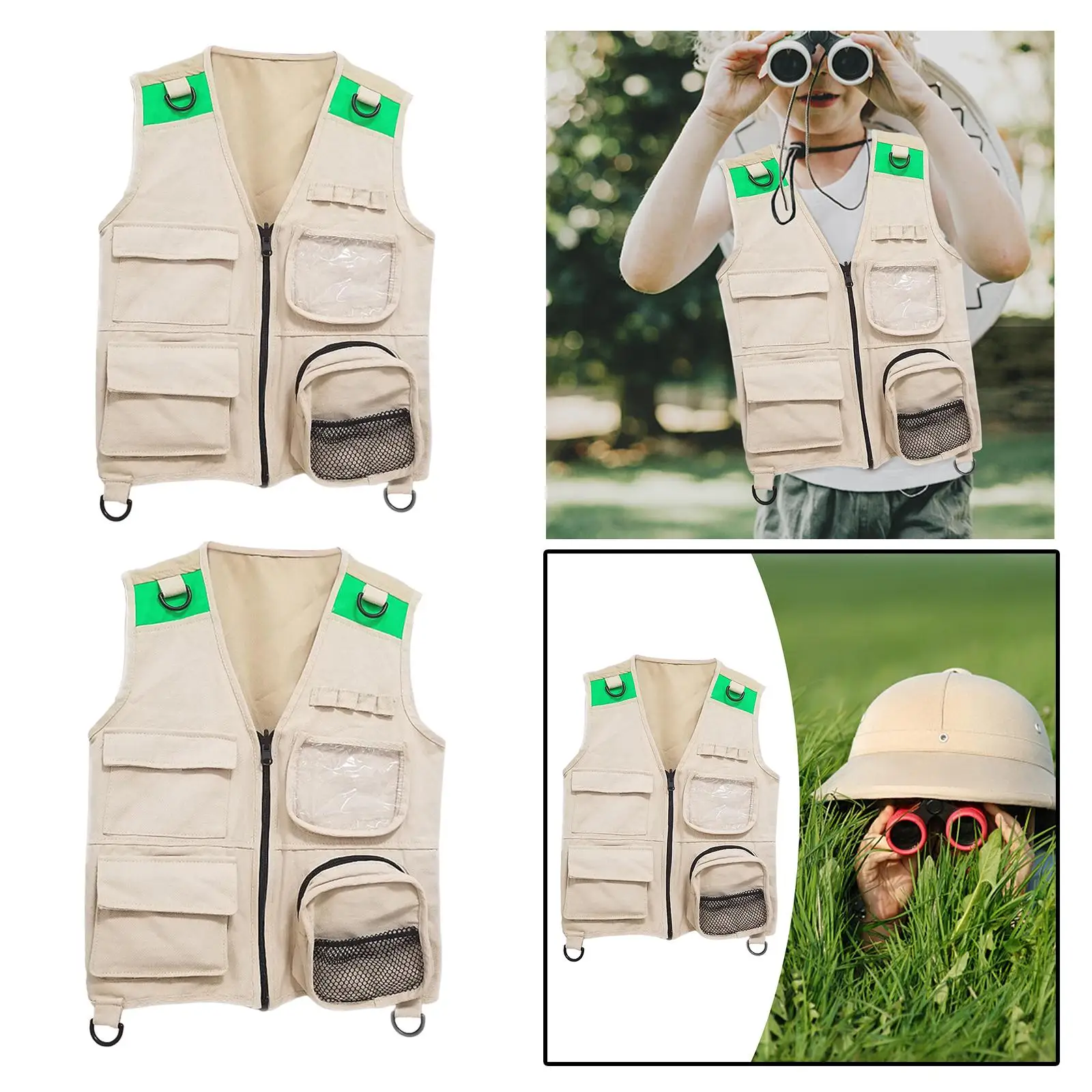 Kids Costume Vest Cargo Vest Dress Up for Party Favors Hiking Zoo Keeper