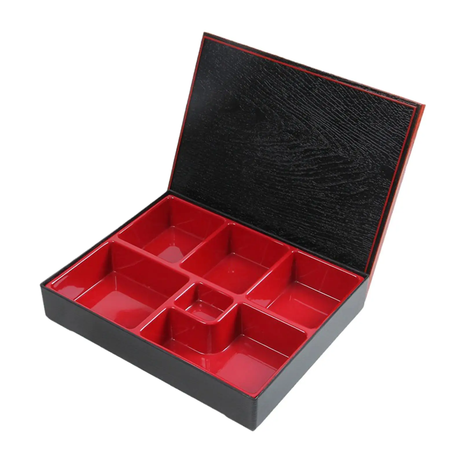 Japanese Bento Box Red and Black Japanese Sushi Tray for Home Office Picnic