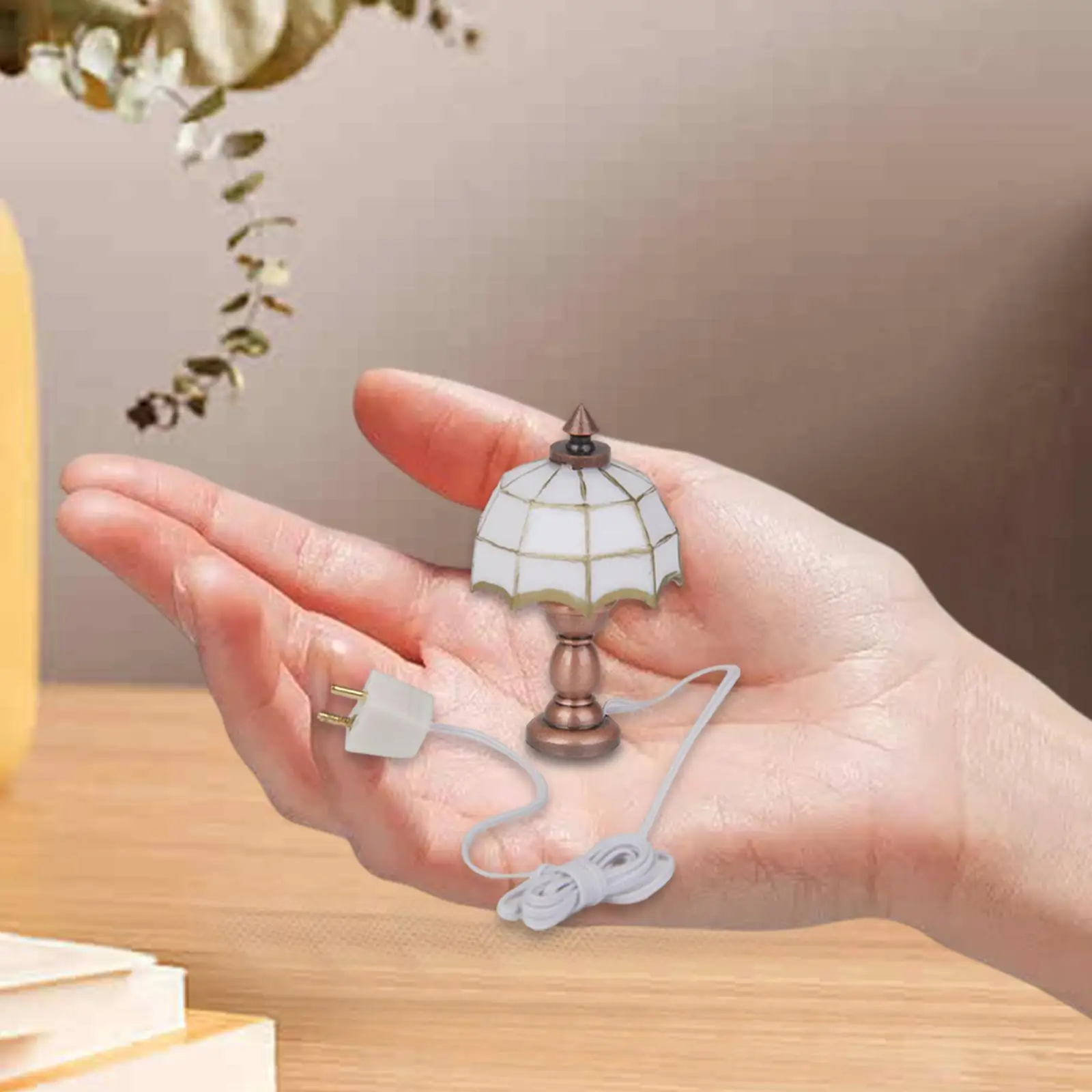 1/12 Bedroom Lamp Simulated Realistic Miniature Desk Lamp for Micro Landscape Accessories DIY Scenery Model Train Decoration