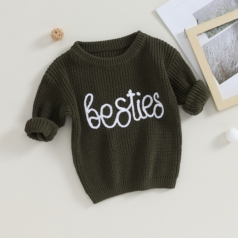 Focus norm 5 Farben Herbst Winter Kleinkind Baby Mädchen Strick pullover Langarm Brief Stickerei Pullover Strickwaren Outwear 0-24m – Detail 8