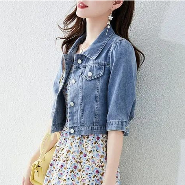 Denim half sleeve jacket best sale