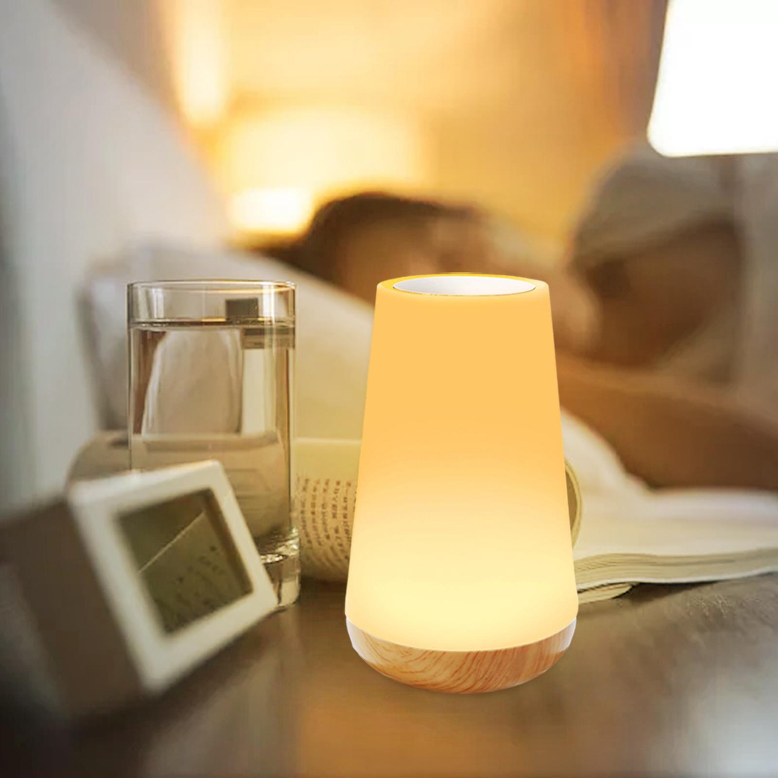 Dimmable Led Colorful Creative Wood Grain Charging Night Light Bedside Table Lamp Ambient Light Touch Remote Light