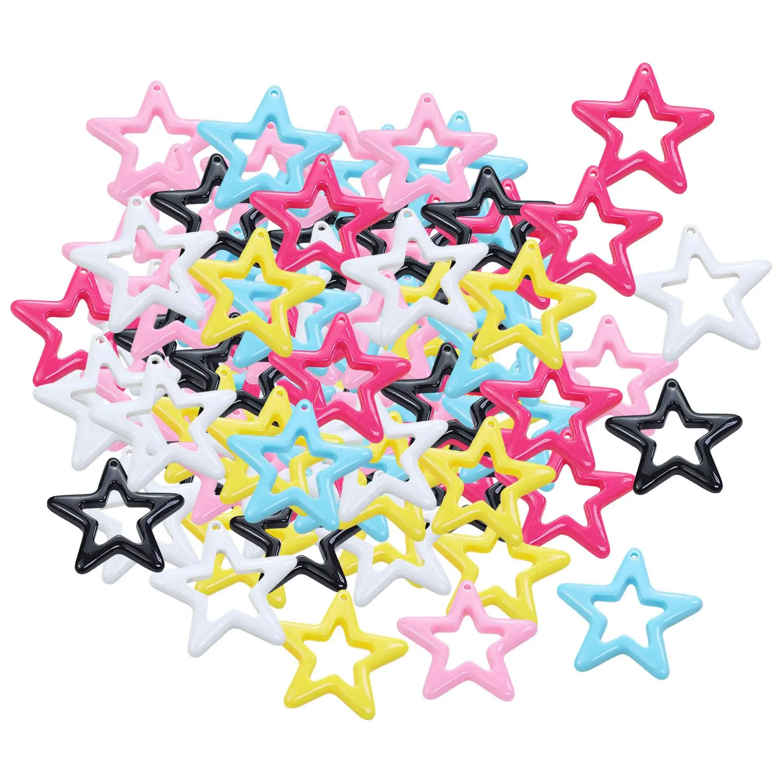 Hollow Star Spacer Bead Bright Hair Accessory Sweet Five Pointed Star Hollow Cell Phone Keychain for Jewelry Making Bracelet