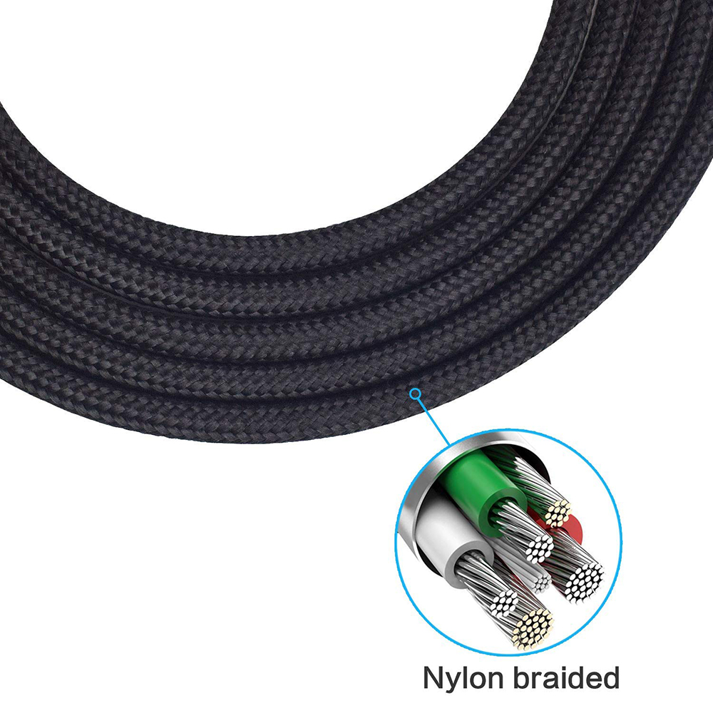 Replacement Nylong Braided 3.5mm Cable Extension Cord For Panasonic RP-HC800 RP-HC500 RP-HC300 RP-HTX80B RP-HTX90N Headphones