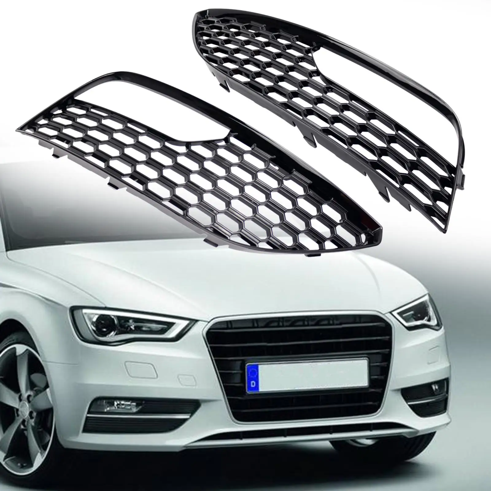 2x Fog Light Grilles 8V3807681 8V3807682 Replacements Professional Spare Parts Left and Right Side for Audi A3 S3 2012-2016