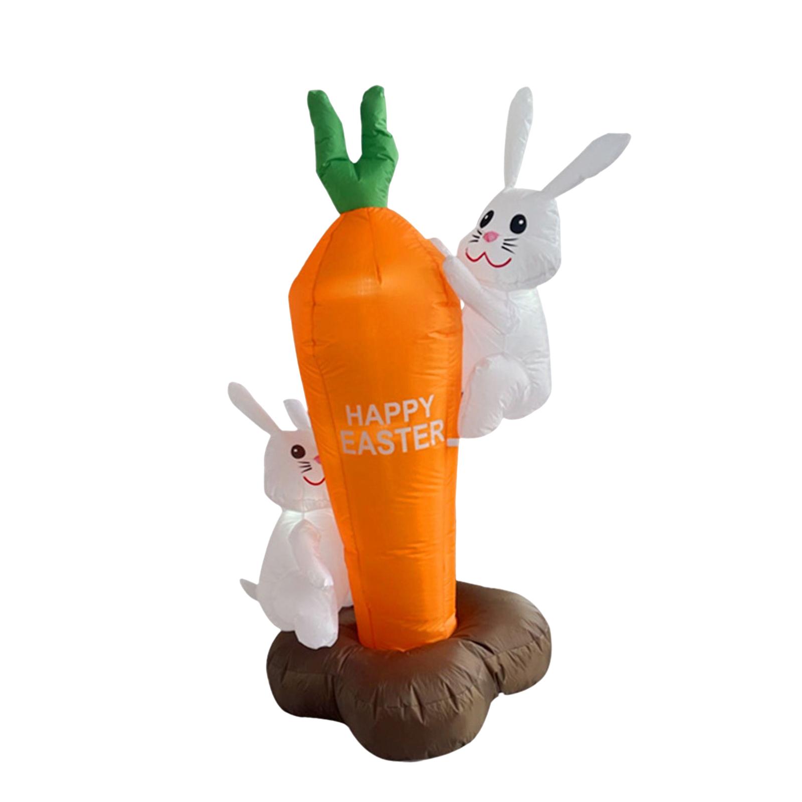 Easter Inflatable Bunny and Carrot Built in LEDs Decorative Carrot for Decor