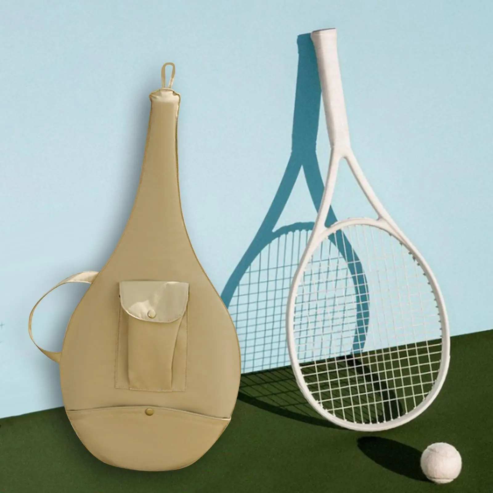 Tennis Racket Bag Trendy Waterproof Durable with Exterior Pocket Portable Carrier Detachable and Adjustable Shoulder Bag Handbag