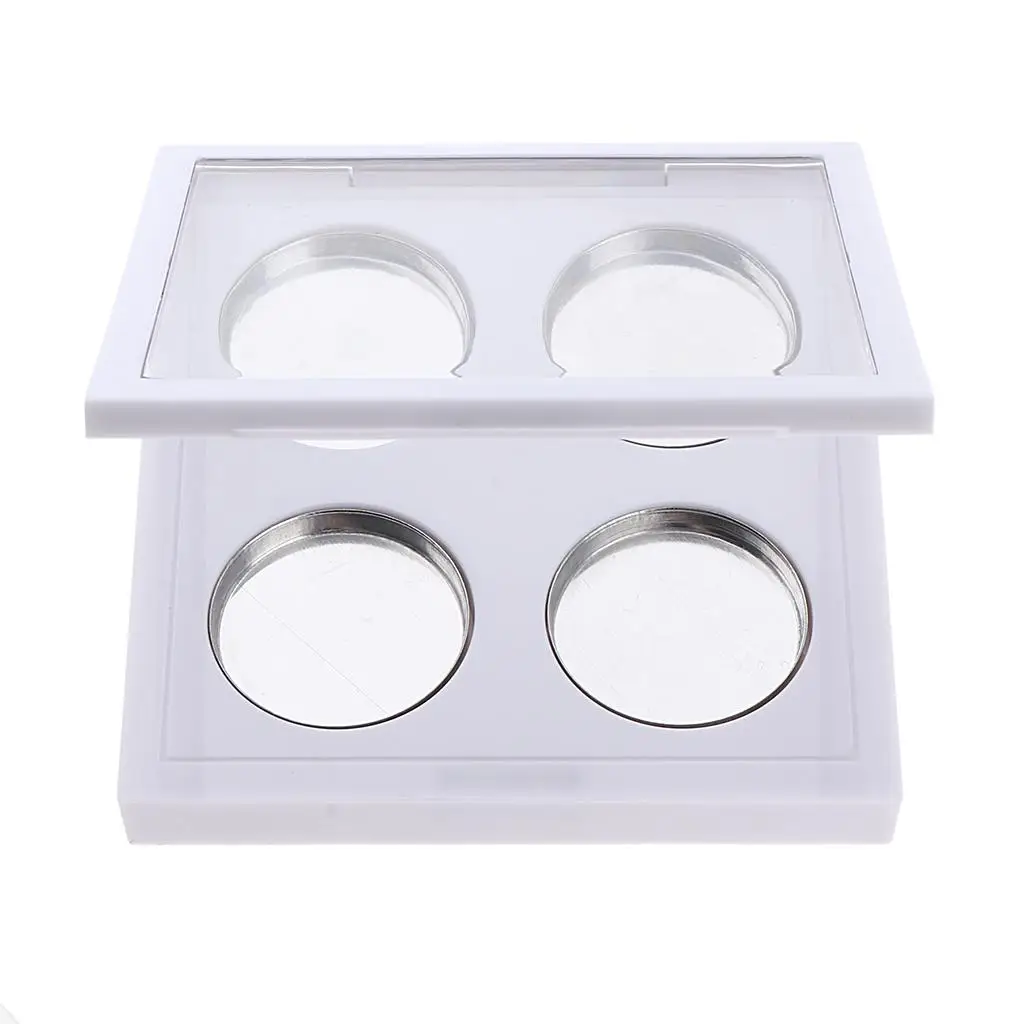 4 Slots Empty Eyeshadow Palette Blush Container DIY Cosmetic Case Box White