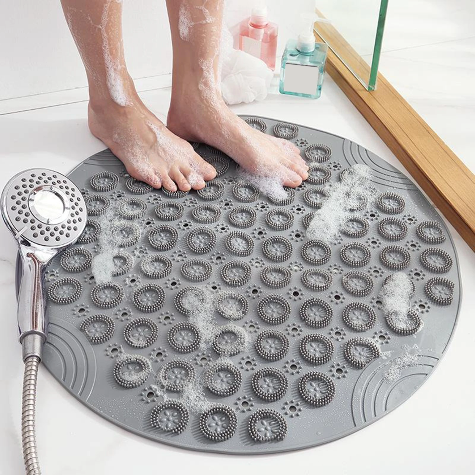 Round Bathroom Shower Mat Massage Bath for Kids Adults Seniors