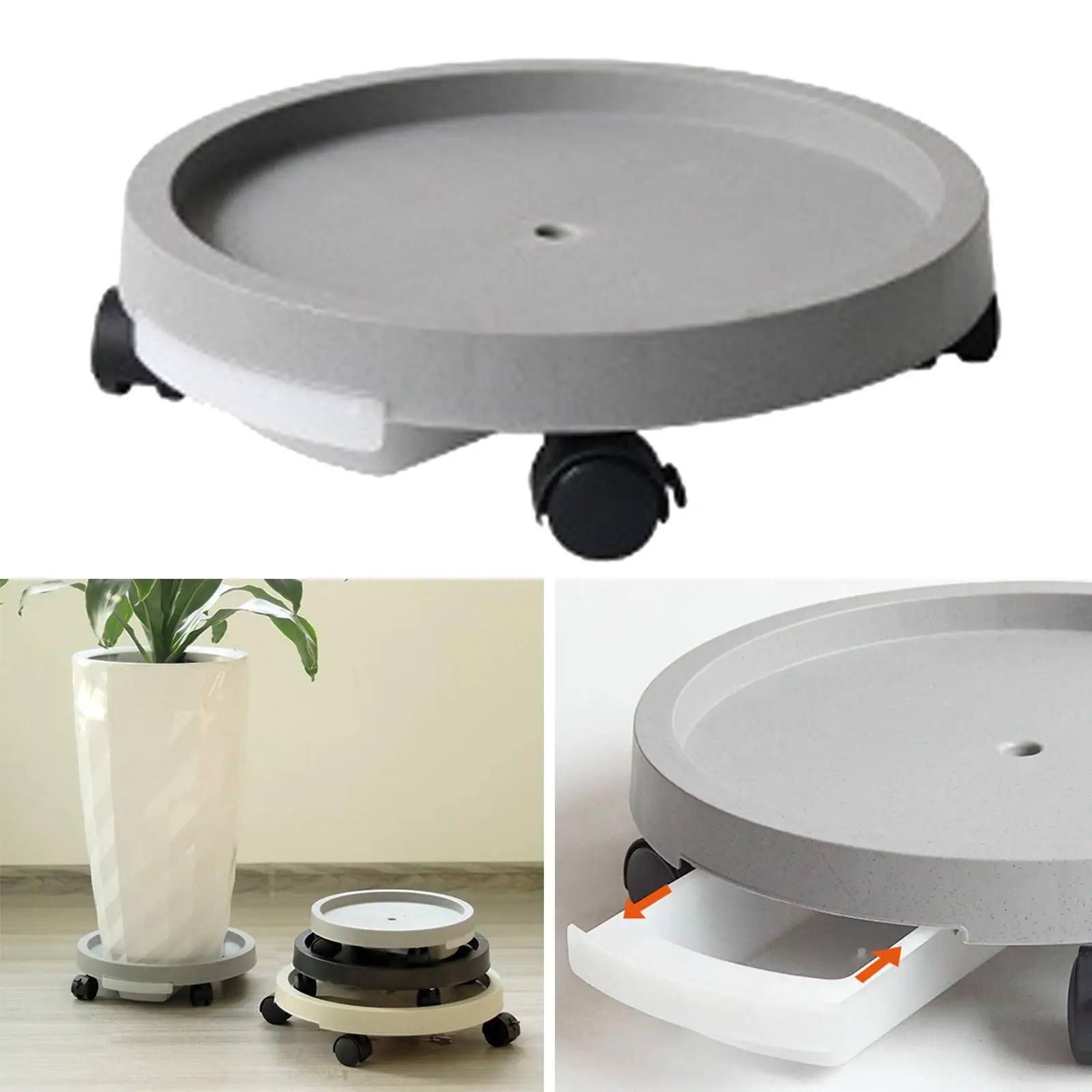 Heavy Flower Pots Tray with Wheels Caddy Mover Flower Container Stand Round for Garden Outdoor Shop Office Decoration