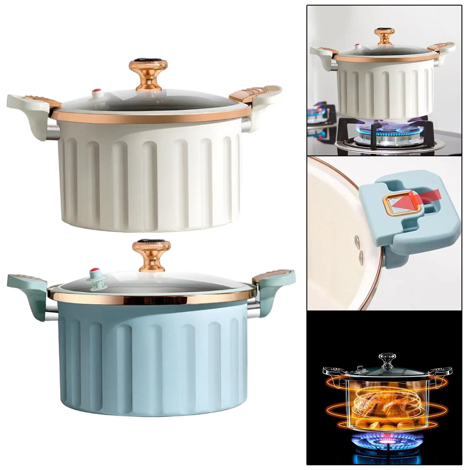 Glass Stovetop Pot 8L Cookware Rice Cooking Steamer for Food Cereals Noodles