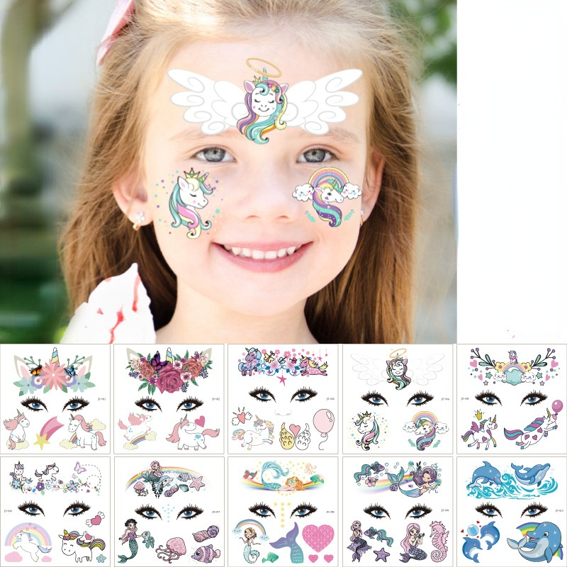 Best of Kids Colorful Unicorn Tattoos Face Tattoos Temporary Sea Mermaid Kids Tattoos Body Tattoos Cartoon Kids Tattoos Reviews & Tips