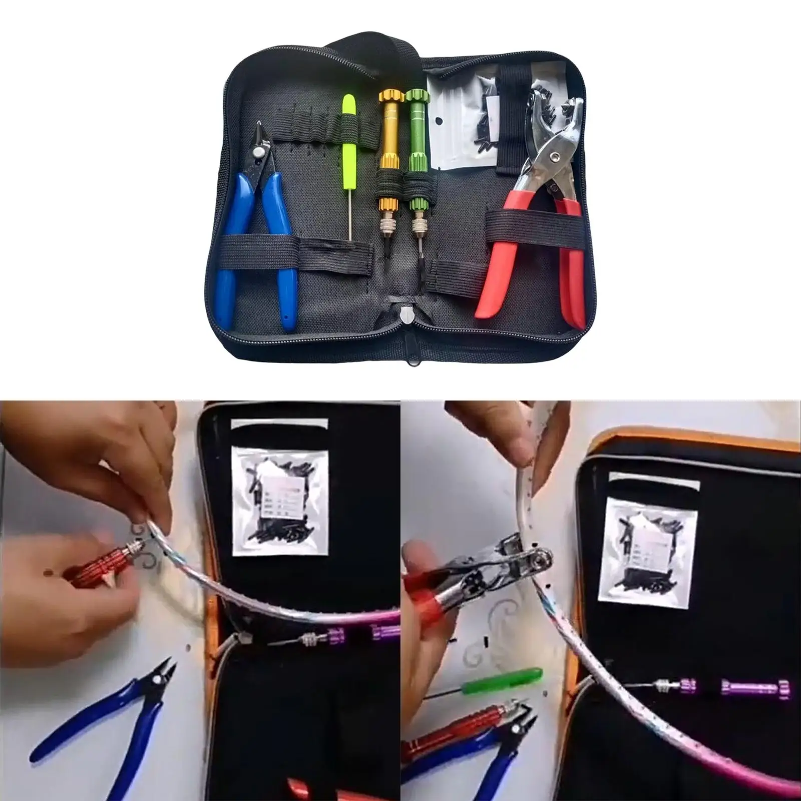 Starting Stringing Clamp Tool Kit with Storage Bag Badminton Racket Cold Press Pliers for Outdoor Sports Accessories Tennis