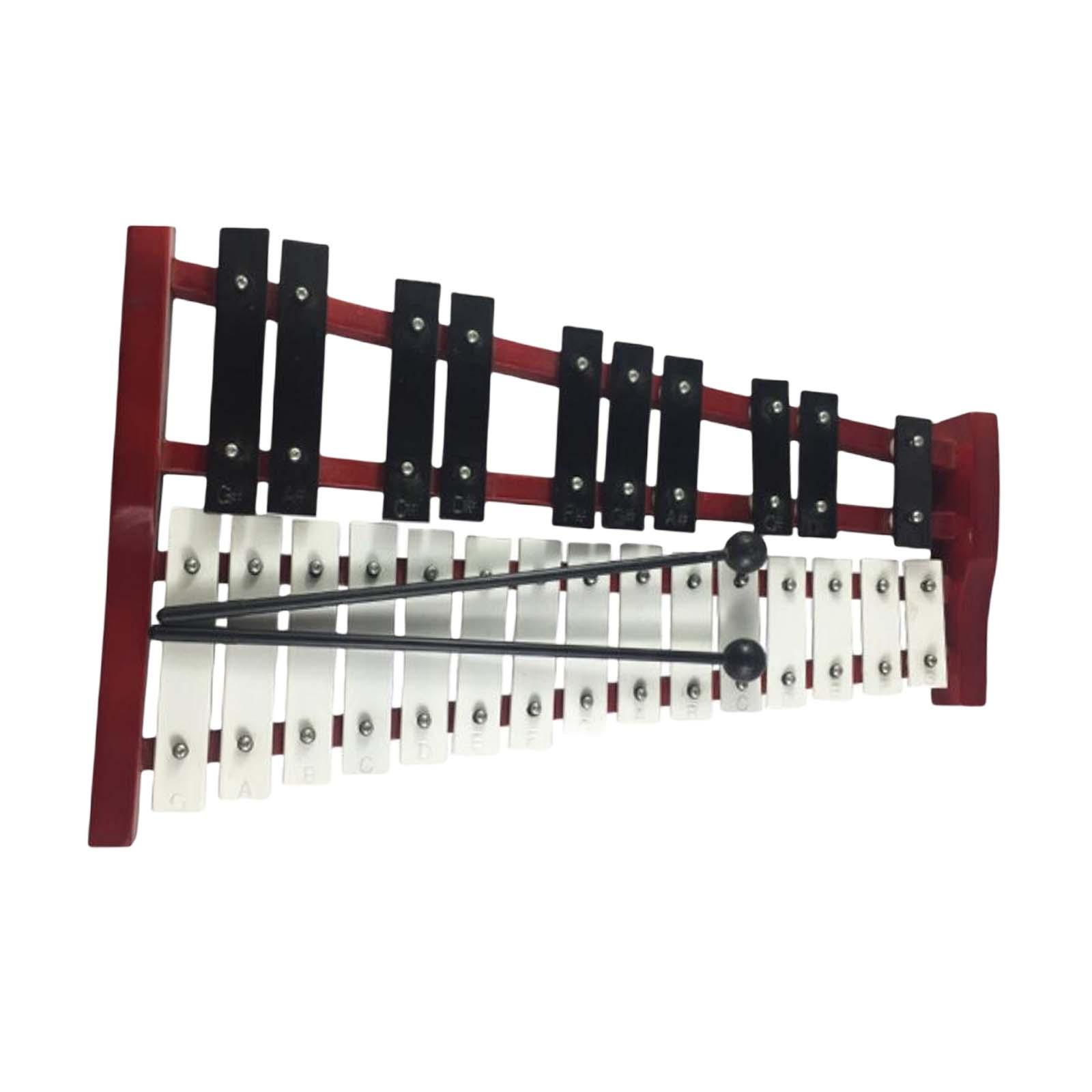 25 Key Glockenspiel Xylophone with Clearly Marked Notes Percussion Instrument Size 40x25x8cm