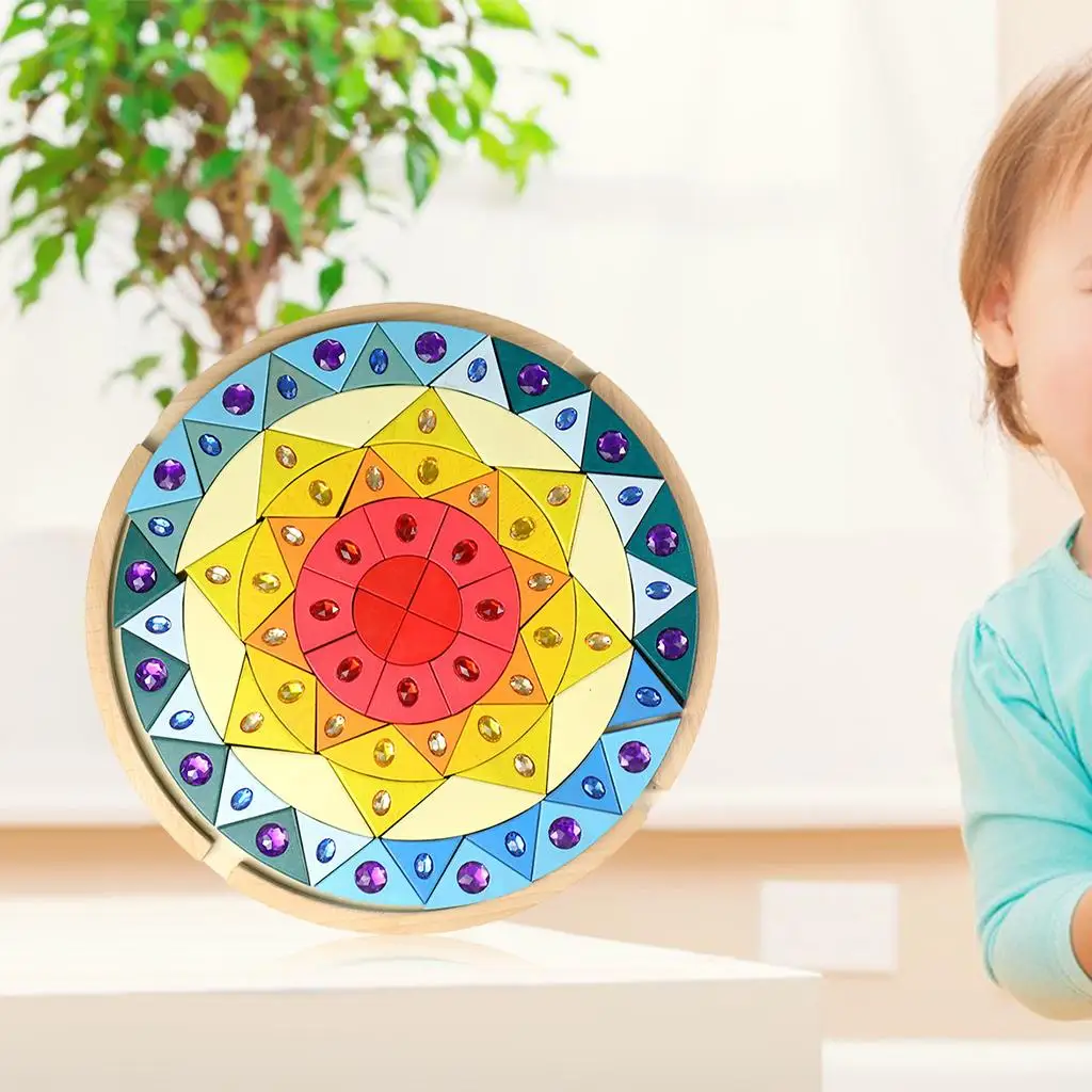 Colorful Puzzle Building Block Sun Flower Educational Recognition Game