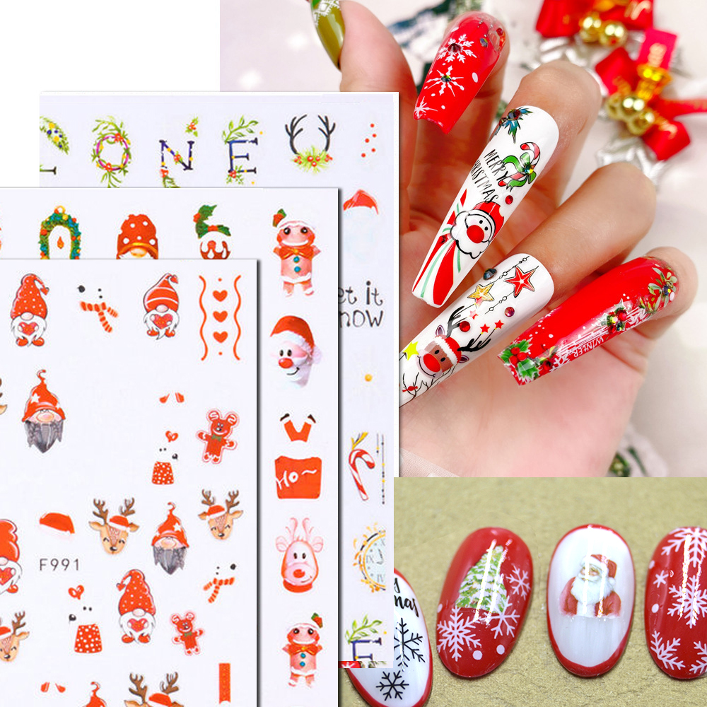 Best of 1PCS Christmas Halloween Nail Stickers Santa Claus Flower Fashion Design Color Nail Decoration Decal Skull Nail Slider Reviews & Tips