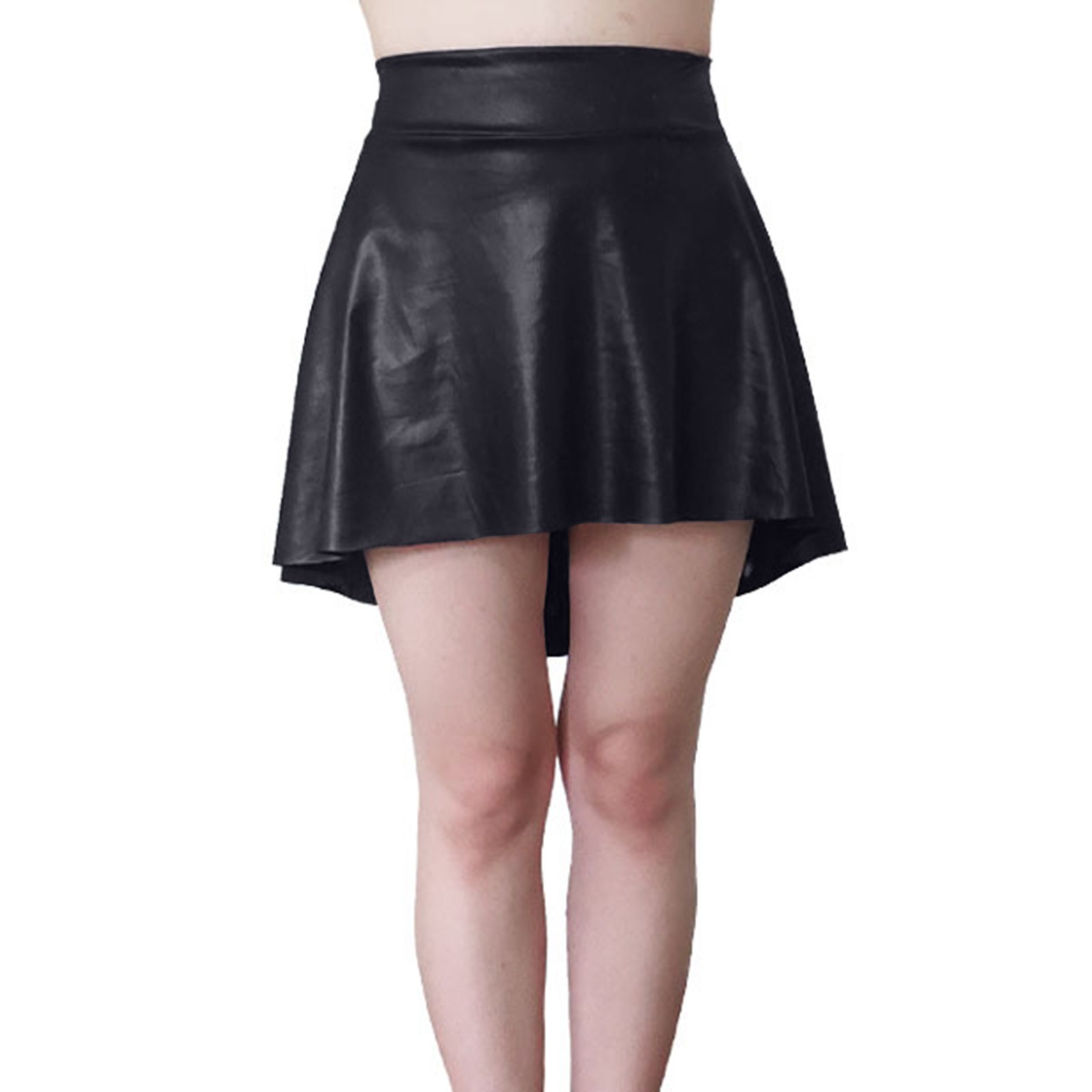 Women'S Fashion Solid Color Leather Sexy Elastic Waist Irregular Hem A-Line Short Skirt Kawaii Skirts For Women Mini Skirt Y2k