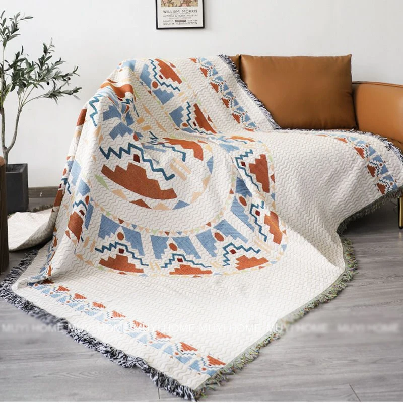 boêmio manta para sofá cama cobertor decorativo cobertor de acampamento ao ar livre boho cobertura do sofá lance cobertor piquenique com borla