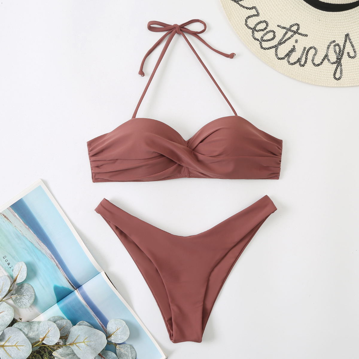 Push Up Bikini Set - Womens Halter Underwire Swimsuit 2024