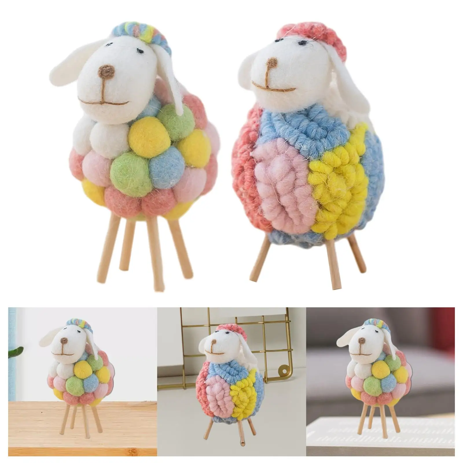 Felt Sheep Lamb Figurine Table Ornament Farm Animal Figurine for Kids Room