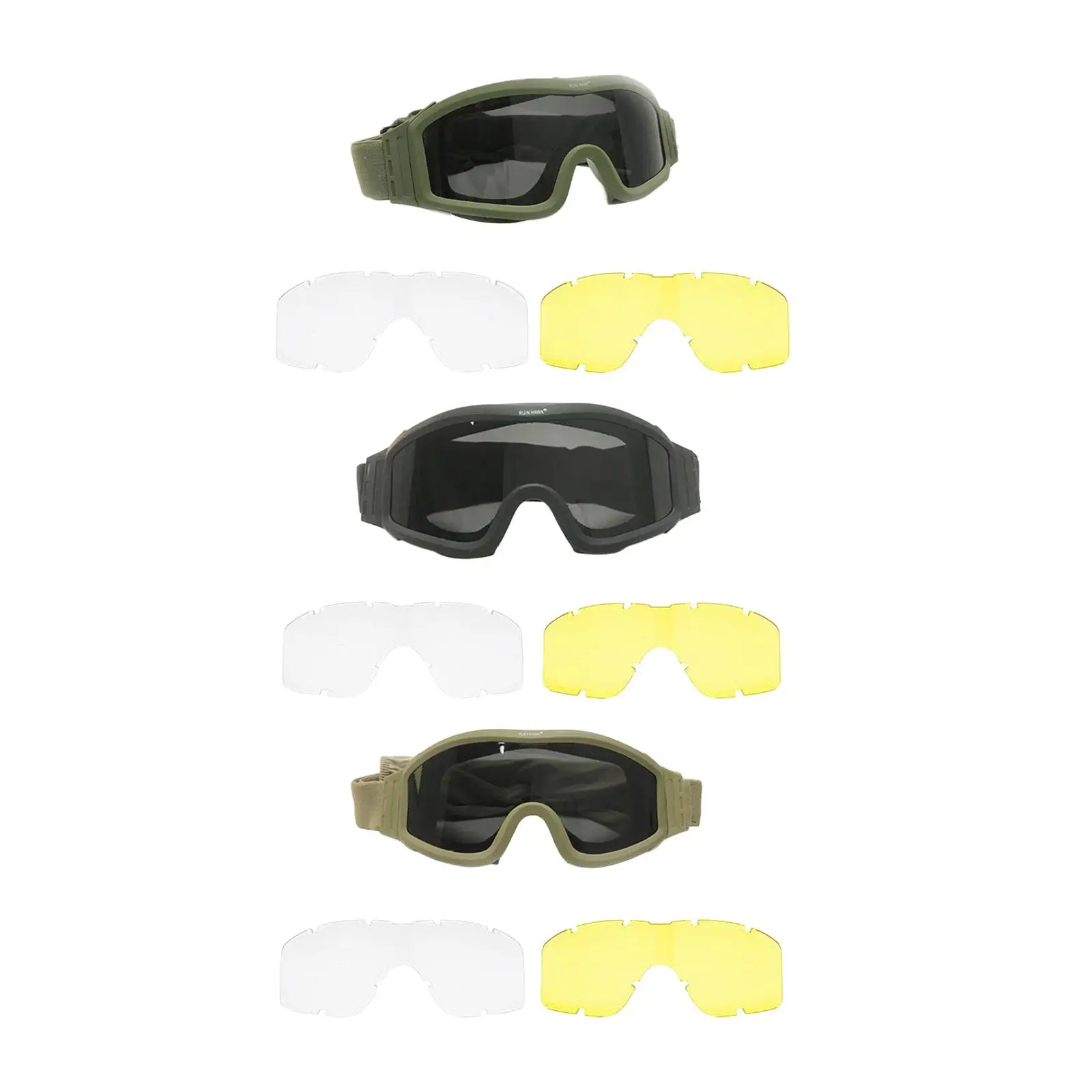 Black Transparent Yellow Goggles Glasses Dustproof Protective Interchangeable Lens Anti UV for Cycling Locust Riding Protection