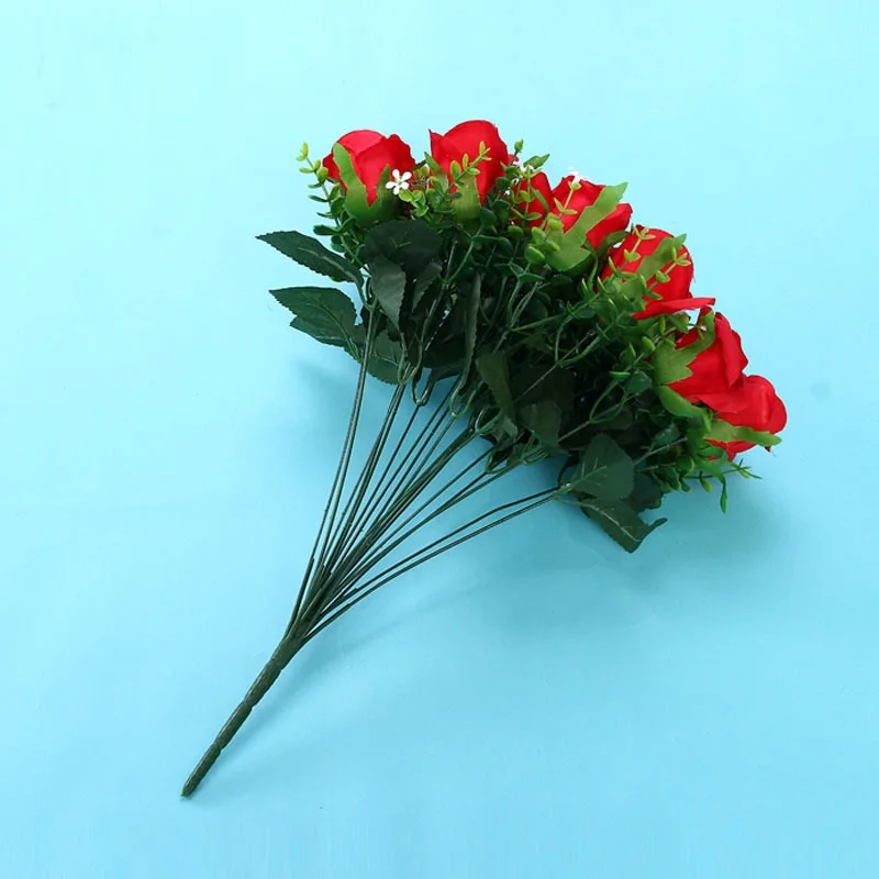 Artificial Silk Rose Wedding Bouquet Simulation Fake Green Plant Flower Arrangement  Photography Props Home Garden Decoration