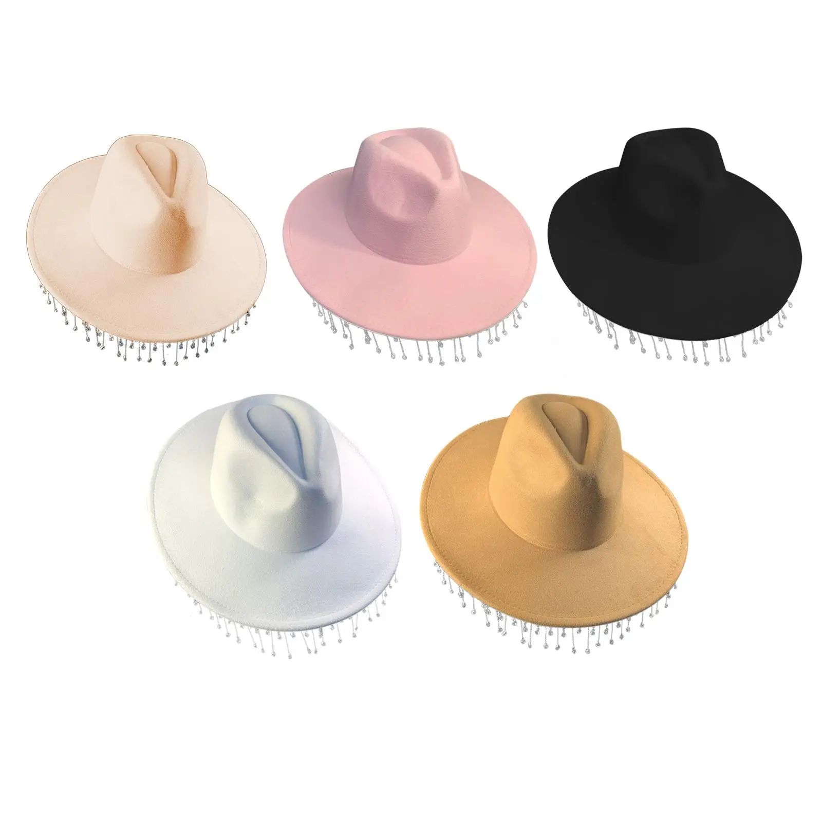 Western Style Felt Cowboy Hat Fedoras Caps Cowgirl Jazz Caps Sunhat with Tassel for Outdoor Holiday Costume Clothes Accessories