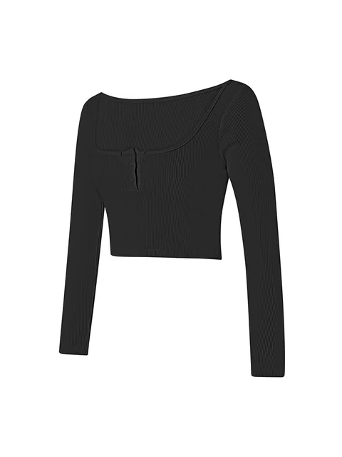 Women Tight Long Sleeve Shirt Casual Slim Fit Basic Crop Tops Solid  Crewneck Pullover Tight Tee Shirts