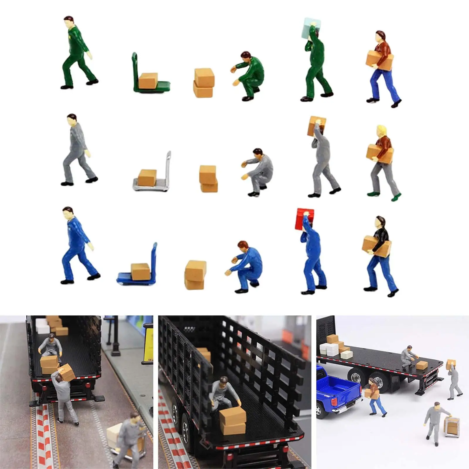 Miniature Model People Figurines Assorted Poses Resin Accessories Realistic Delicate Painted Worker Figurines 1/64 for Street