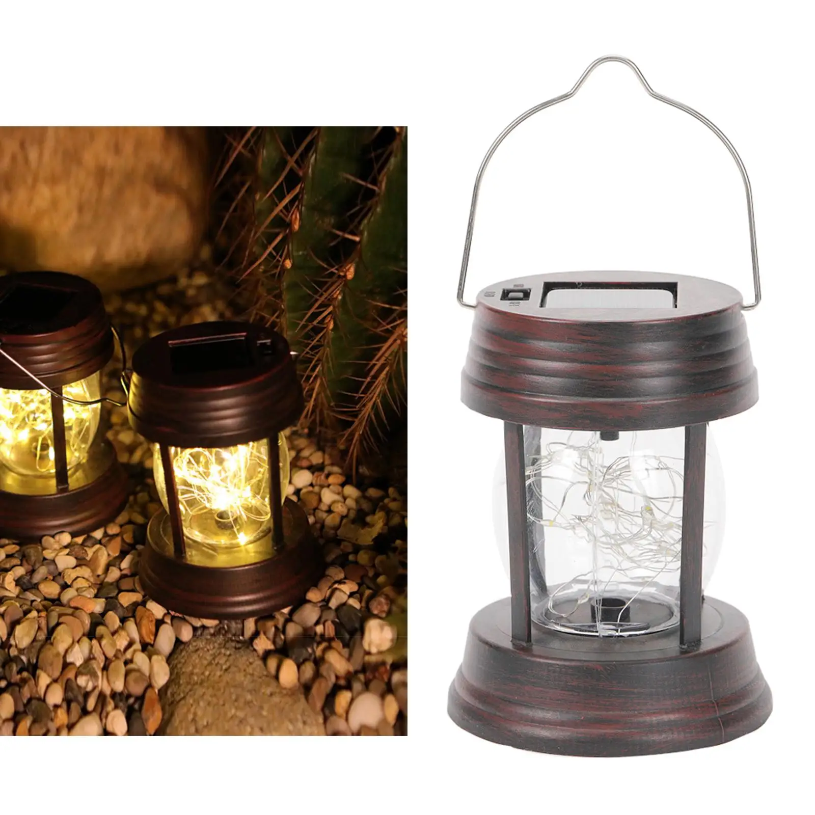 Retro Garden Solar Lantern Light Dusk to Dawn Super Bright Waterproof LED Lamp for Lawn Walkway Path Outdoor, Camping Lantern