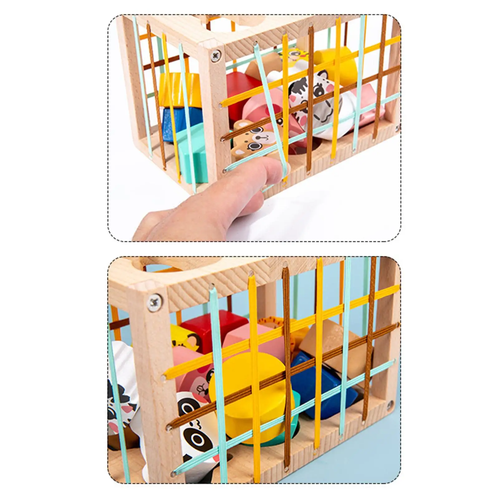 Montessori Shape Sorter Toy Colorful Matching Educational Toy Developmental with Elastic Bands Sorting Puzzle Toy for Toddlers