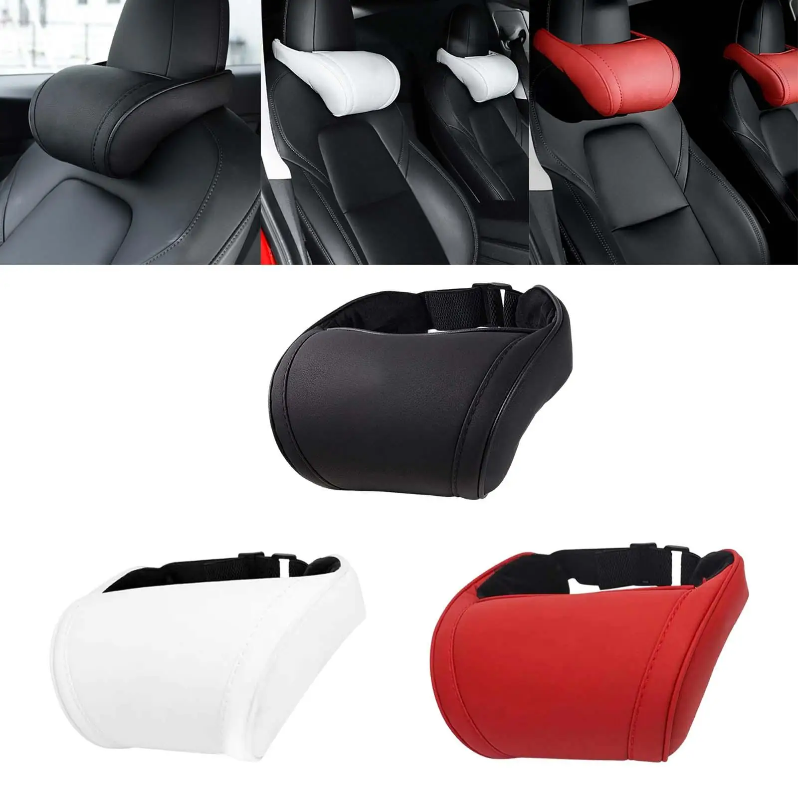 Auto Car Seat  Head Support Neck Rest with Adjustable Strap Soft Cushion for Tesla Model 3 Y x S Simple Installation