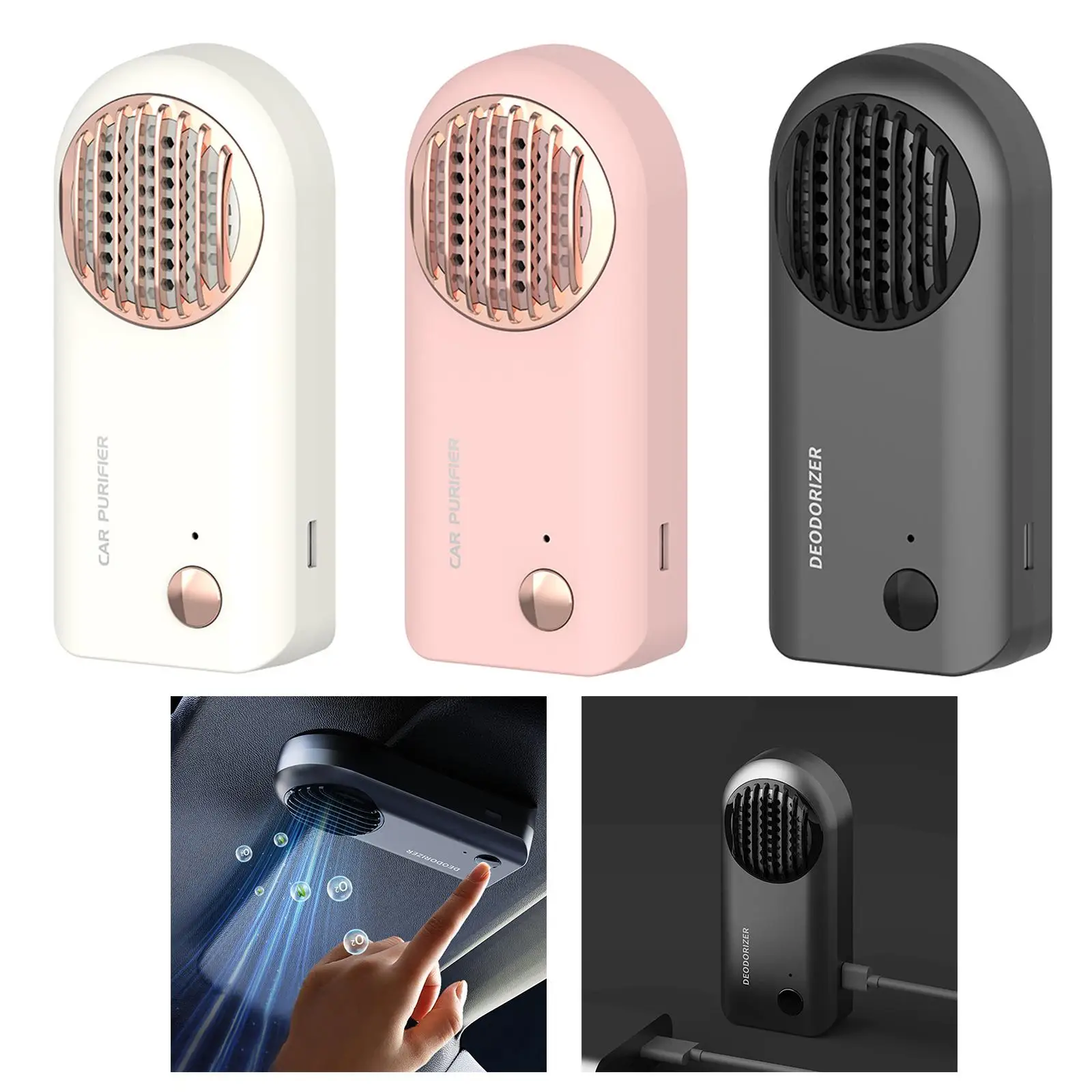 Portable Car Air Purifier Auto Cleaner with Clip Personal Office Fresh Air
