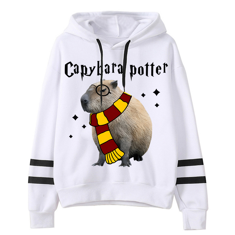 Capybara-Women's Potter Hoodies, manga comprida, casual, esportivo,