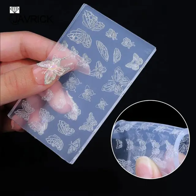 Nail Art Mold UV Epoxy Resin Silicone Mould Three-Dimensional Embossing  Decorative Sticker Nail Jewelry