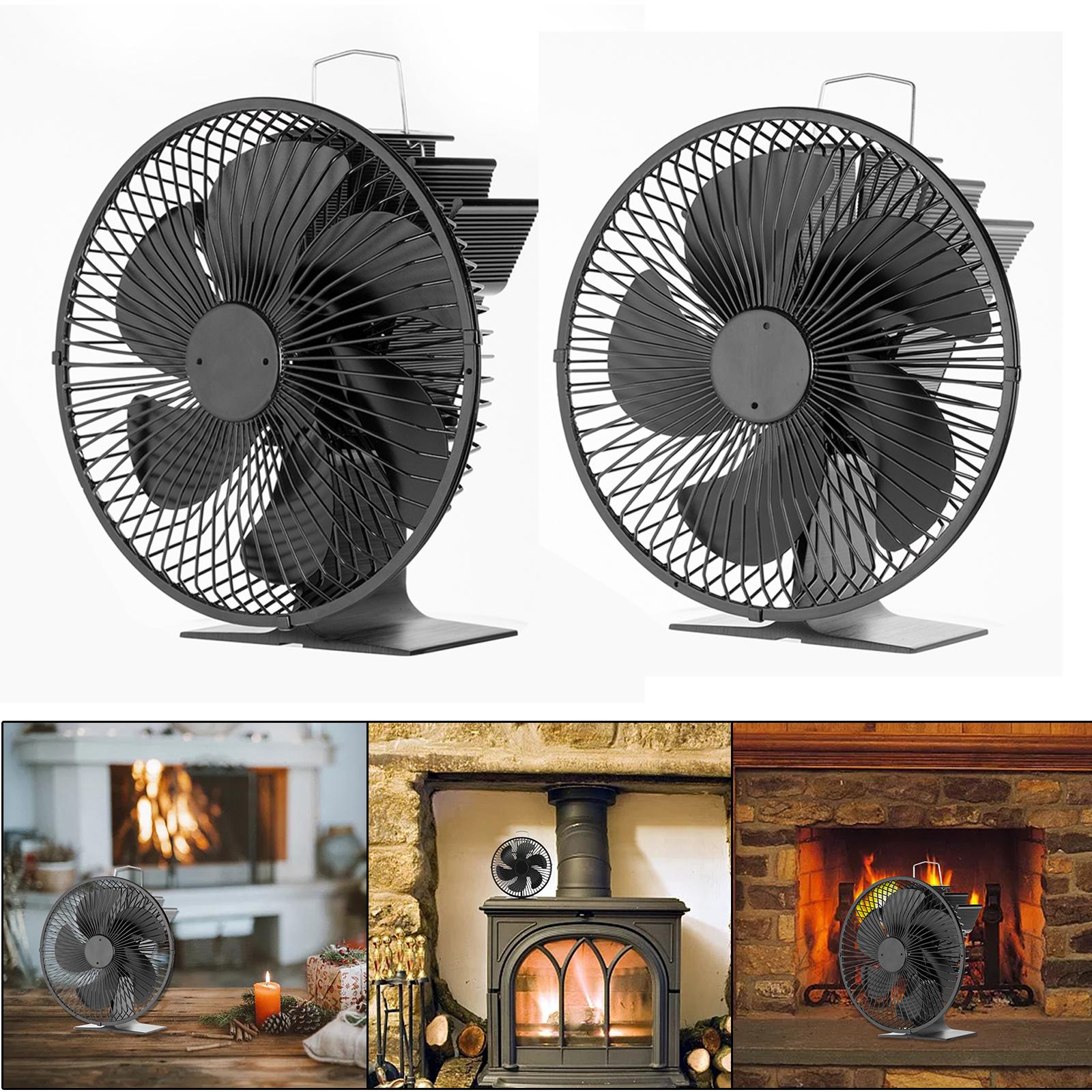 Heat Power Fireplace Fan 6 Blades Circulating Warm Air Quiet Wood/Log Burner Wood Stove Fan for Pellet Stove