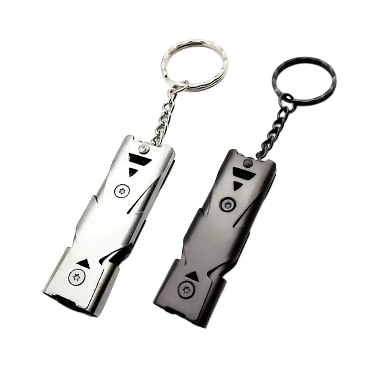 Portable Emergency Whistle, Double Tube with Key Chain High Decibel Equipment Accessory for Outdoor