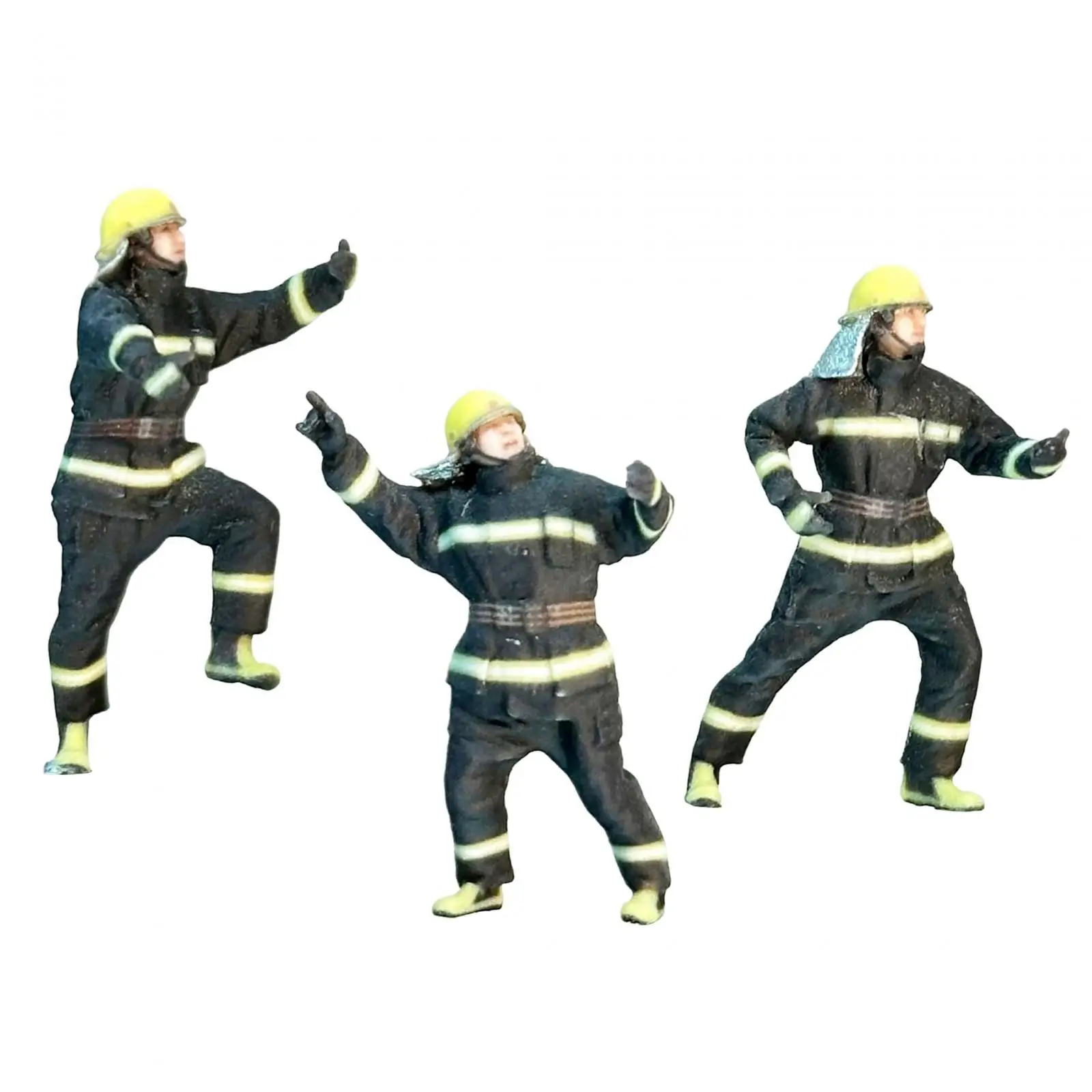 3Pcs Miniature Firefighter Figures Realistic Model Trains People Figures for Photography Props DIY Scene Dollhouse Decoration