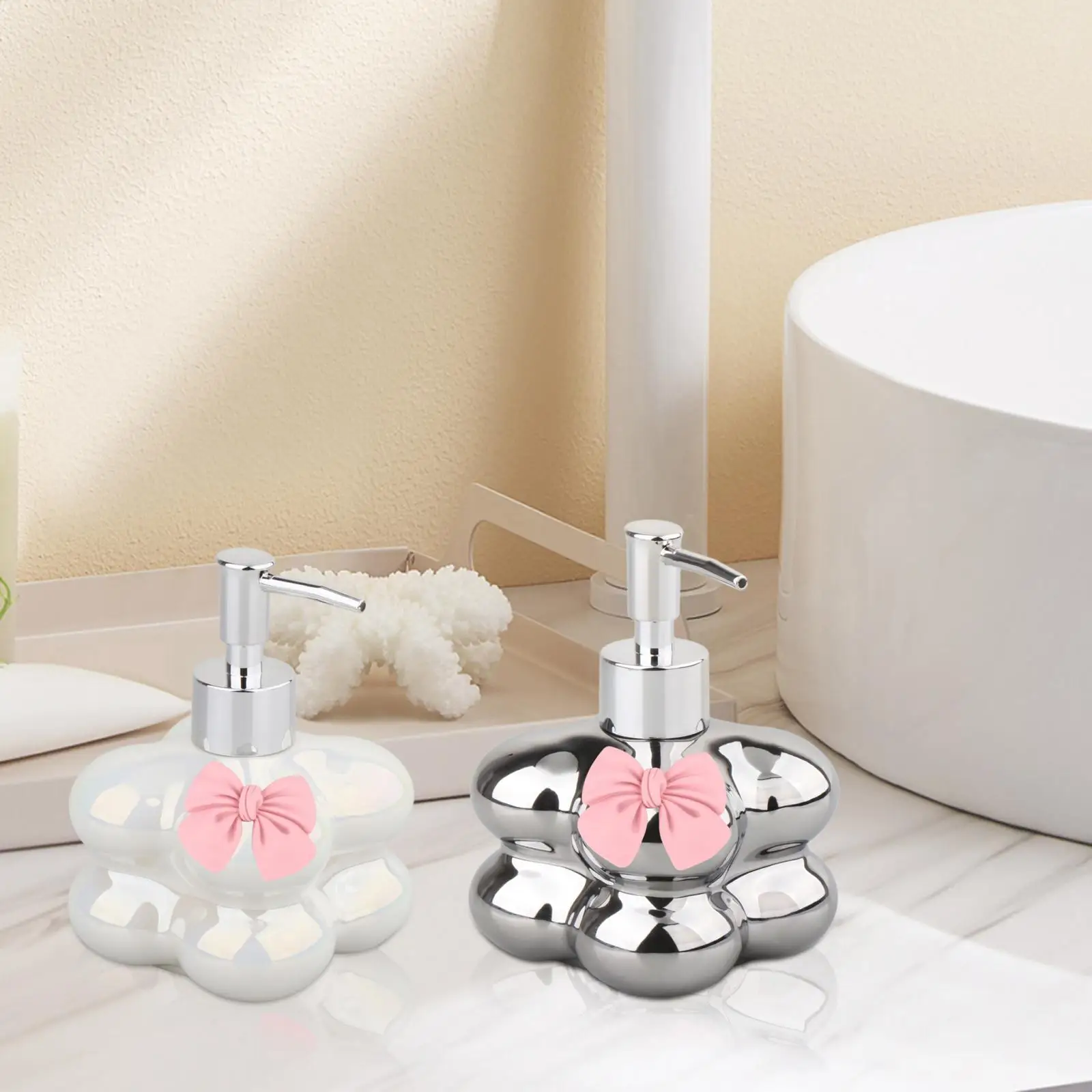 Ceramic Soap Dispenser 370ml Minimalist Lotion Dispenser with Pump Empty Bottle for Hotel Kitchen Bedroom Bathroom Laundry
