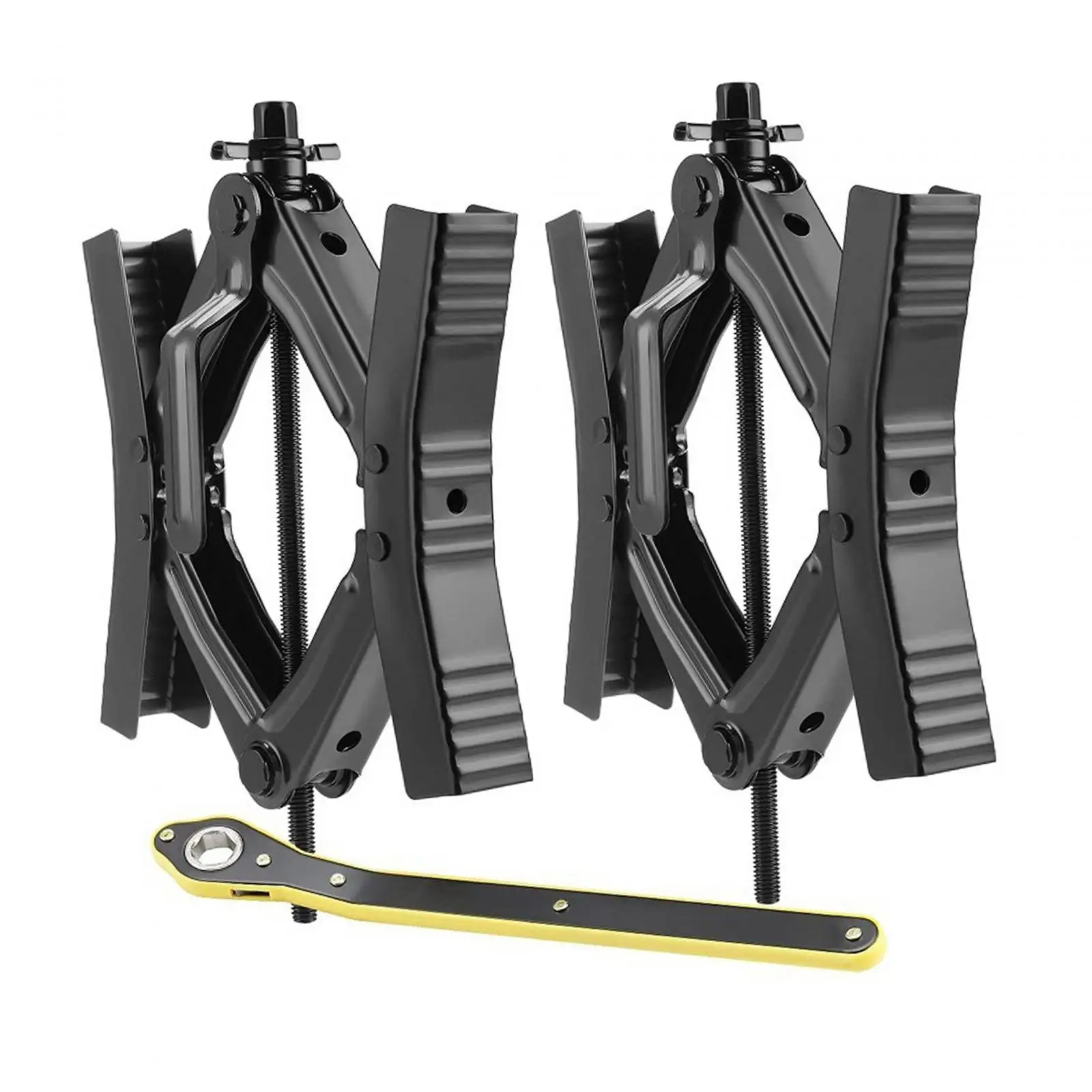 2x Camper Wheel Chock Stabilizers Scissor with Wrench Trailer Scissor Lock