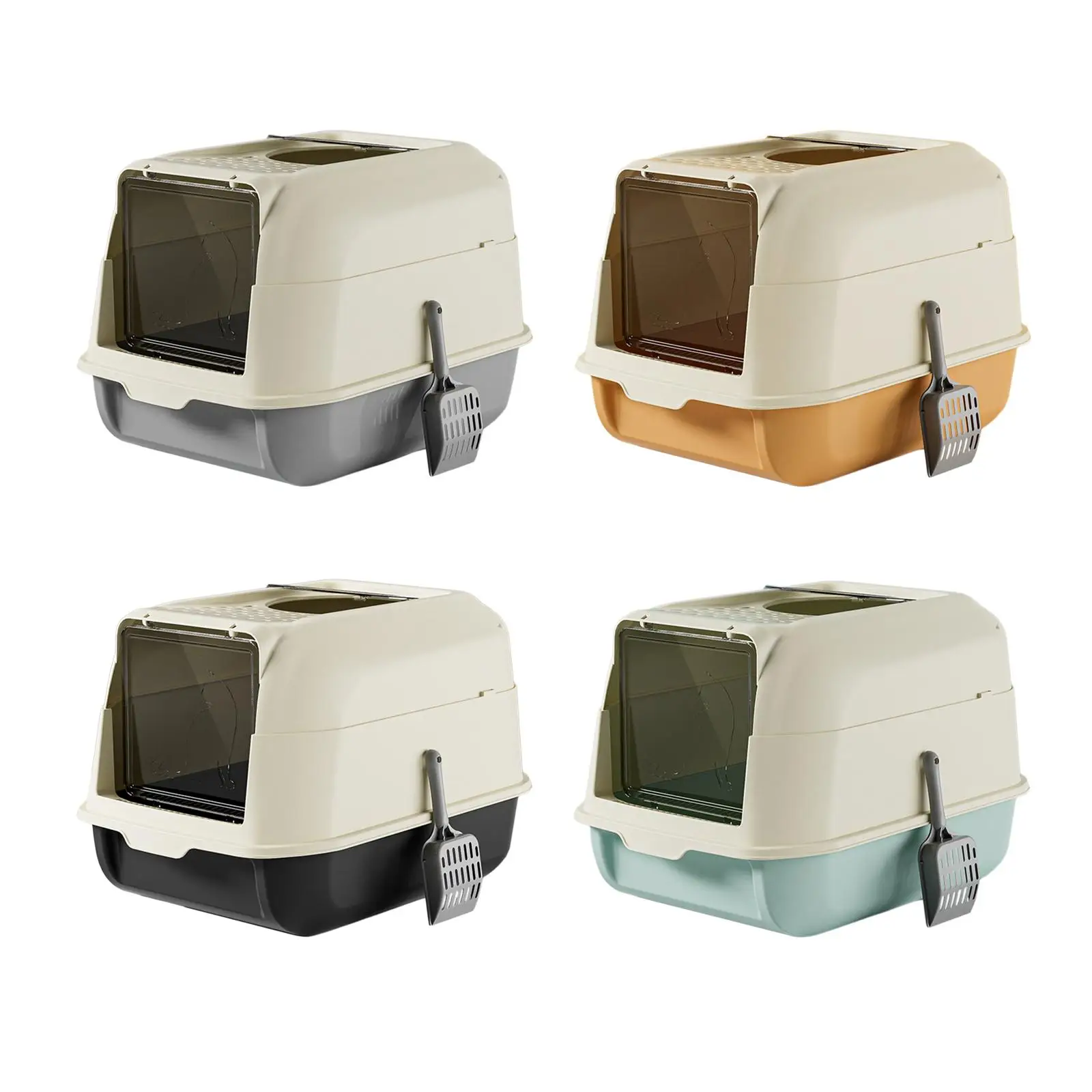 Cat Litter Box with Lid Cat Potty Covered Hooded Front Entry Top Exit Enclosed