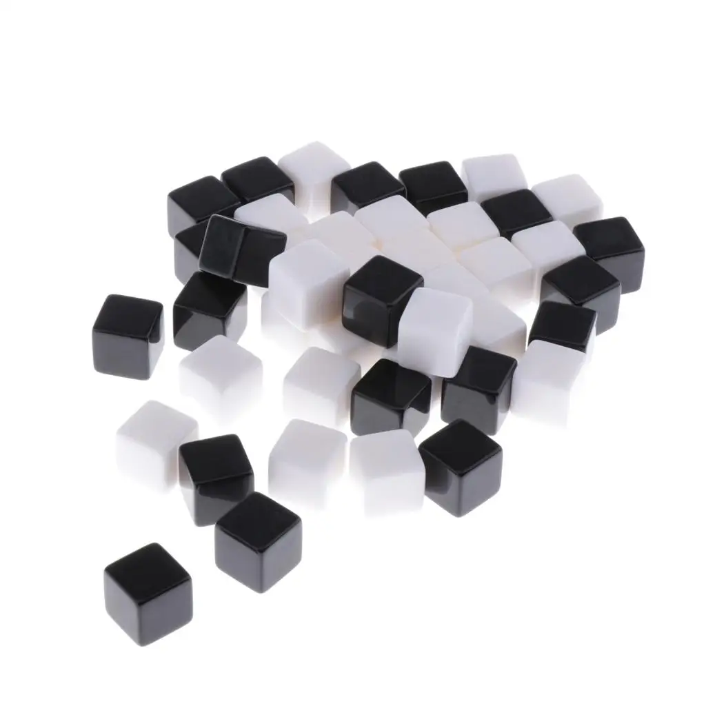 50 Black White Blank D6 Dice Set Game Toy Party Supplies