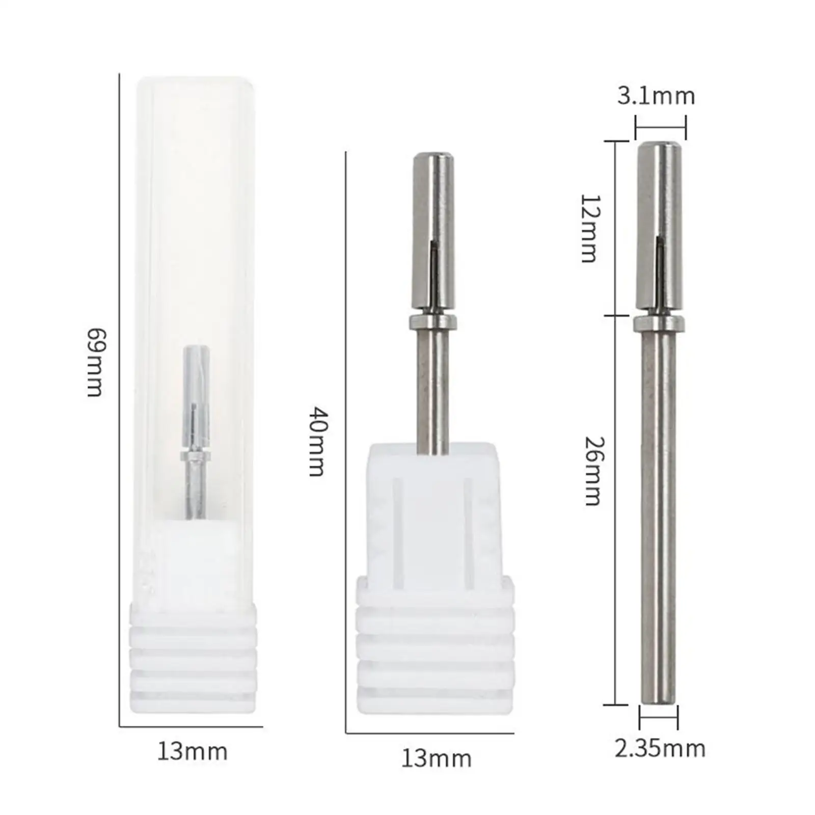 3.1mm Nail Sanding Bands Mandrel /Nail Drill Heads/ Stainless Steel/ Nail Sanders Drill for Electric File /Home Salon /