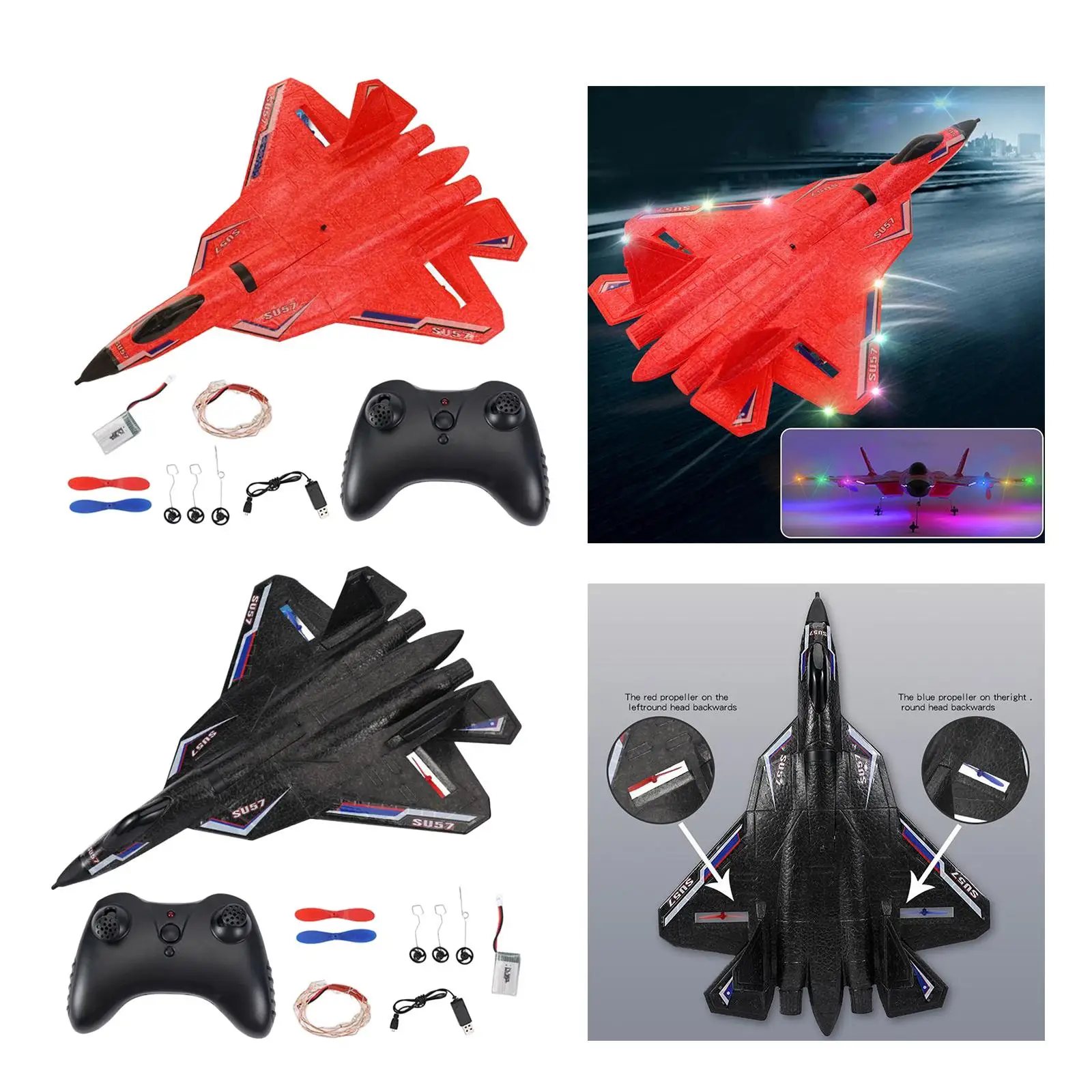 2CH EPP Foam RC Aircraft Fixed-Wing SU-57 Glider Waterproof Sea Land Air Flying Easy to Control for Beginner