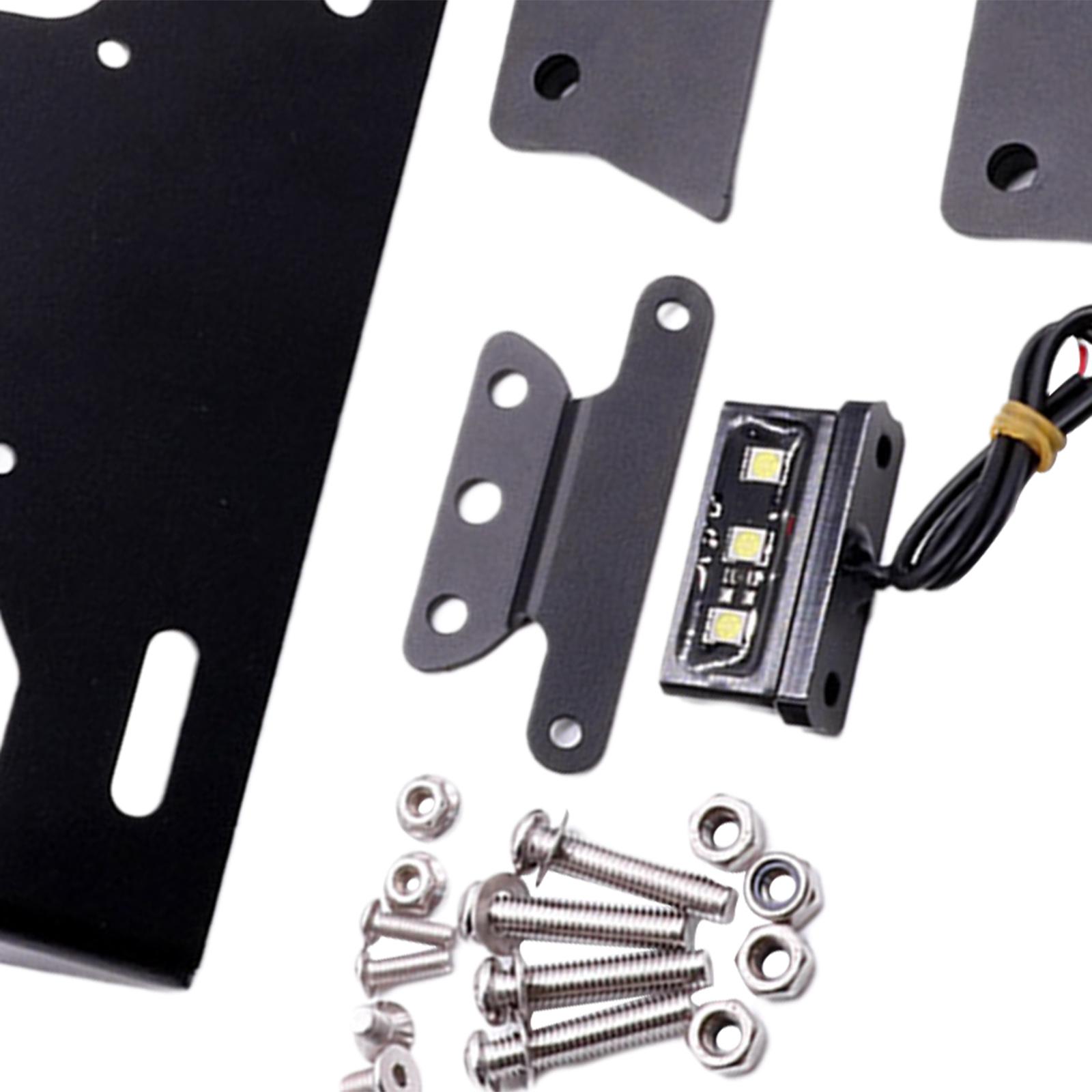 License Plate Frame Kit with LED Light Black Modified Lighting License Frame Number License Holder Fit for Kawasaki Z900 17-21