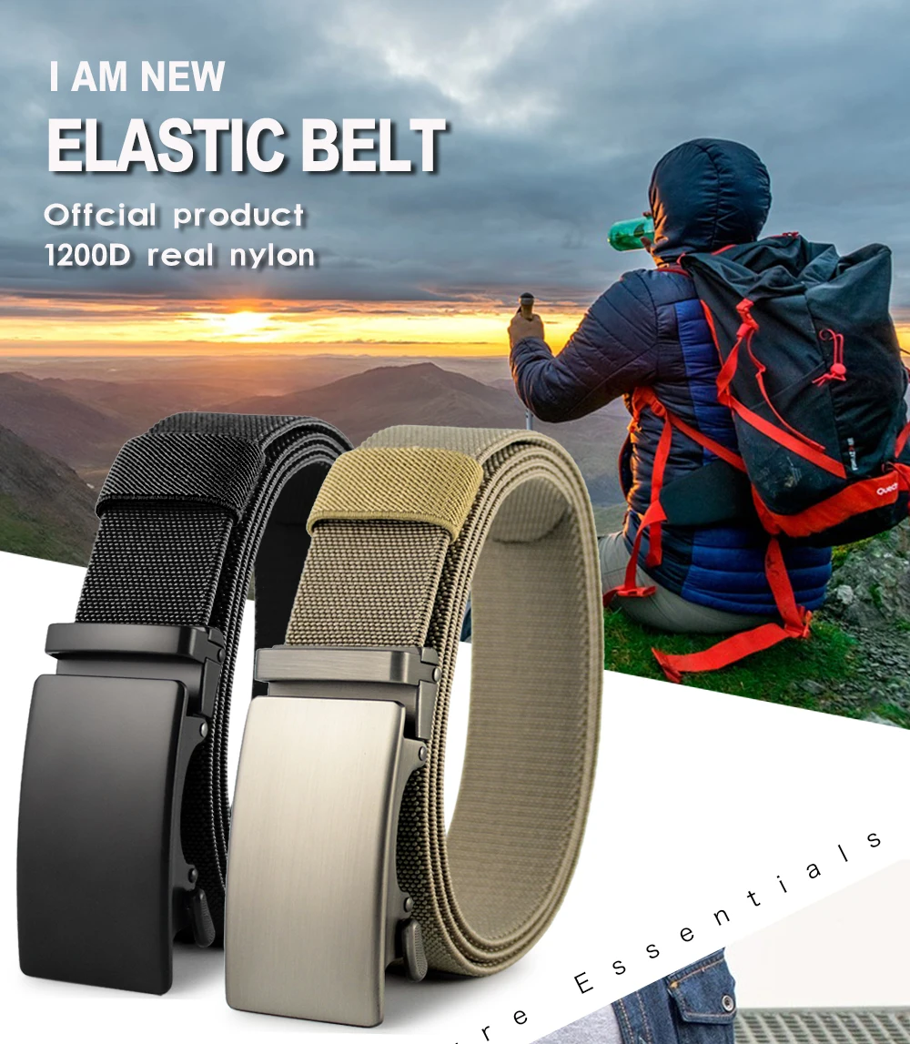 Neue Männer Gürtel taktische Nylon elastischen Gürtel Metall automatische Schnalle harte Stretch Herren Militär gürtel 115-150cm große Gürtel – Detail 6
