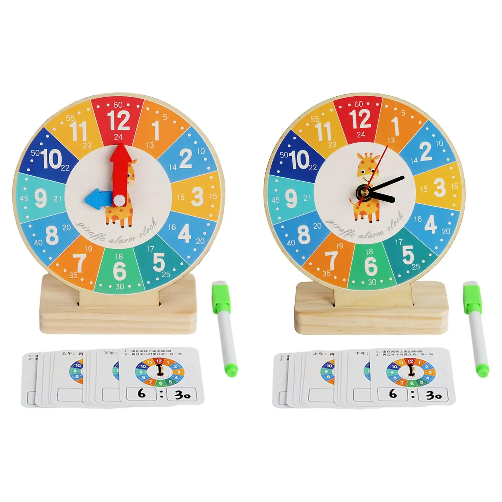 Wooden Clock Toy Teaching Clocks for Kids for Teaching Aids for 3 4 5 Year Old