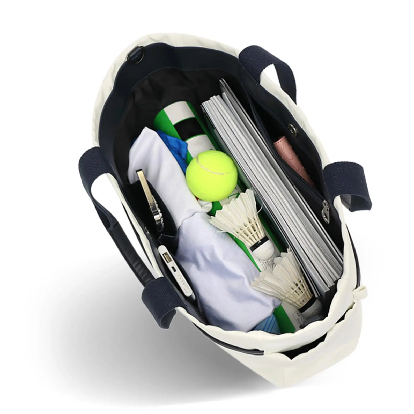 Tennis Tote with Detachable Shoulder Strap Large Storage Outdoor Sports Portable Carrying Multipurpose Tennis Handbag Racket Bag
